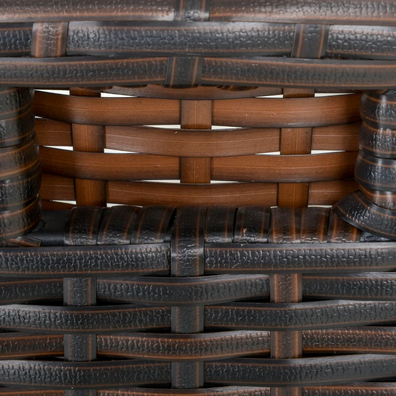 Outsunny Conjunto de móveis de jardim de vime 3 peças com 1 mesa de centro e 2 cadeiras com almofadas para terraço  Fácil armazenamento Aço Marrom