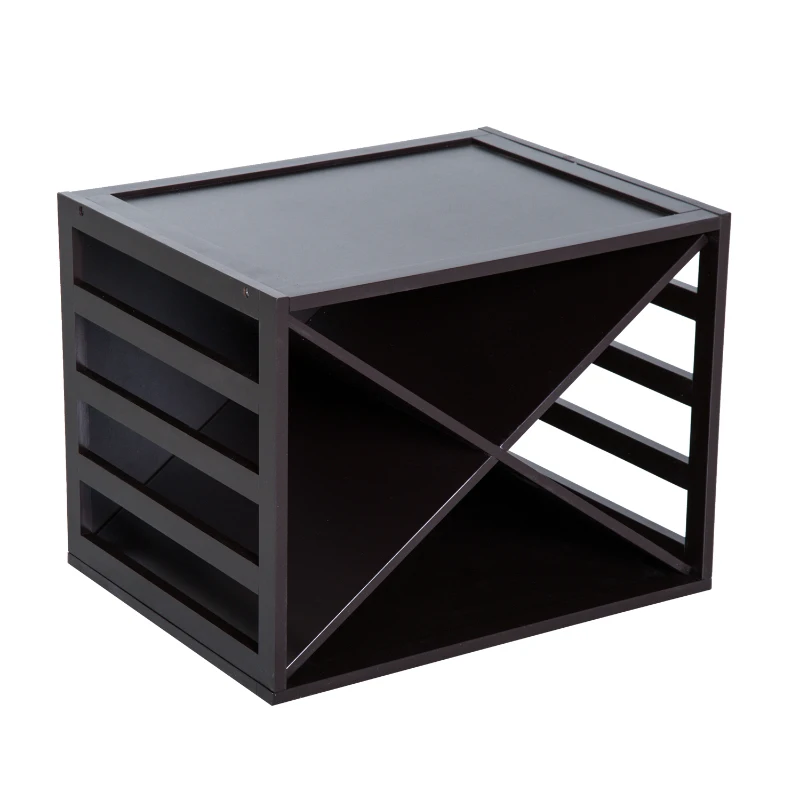 HomCom Garrafeira Madeira Estante de Vinho Forma X Creativo e Decorativo Empilhável para 16 Garrafas Castanho - 45x35x34.5cm