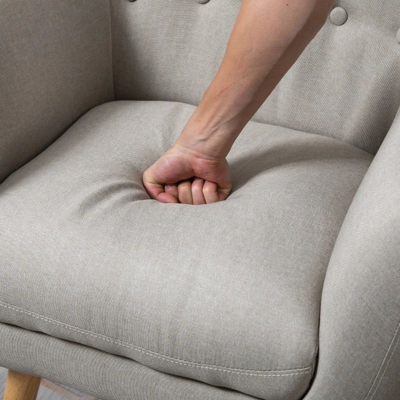 HOMCOM Poltrona individual Moderna com Pernas de Madeira Acolchoada Estilo Nórdico 71x62x78 cm bege