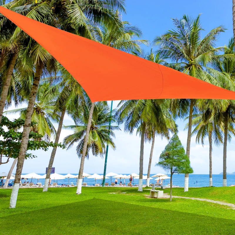 Outsunny Toldo Vela Triângulo tipo Guarda-sol para Varanda Jardim ou Campismo - Cor: Laranja - Polietileno - 4 x 4 x 4 m