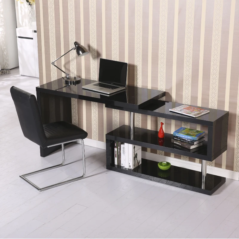 HomCom Secretária para Computador PC - Cor: Preto - MDF e Aço Inoxidável - 187,5x50x76,1 cm