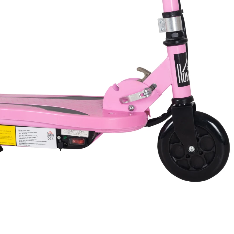 HOMCOM Trotinete Elétrico Dobrável Suporta até 50kg com Altura Ajustável Scooter Elétrica com Interruptor de Inicio e Freios 75x36x82-93cm Rosa