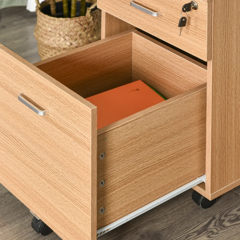 Vinsetto Gaveta com Rodas para Escritório 2 Gavetas com Espaço para A4 40x49x58 Natural