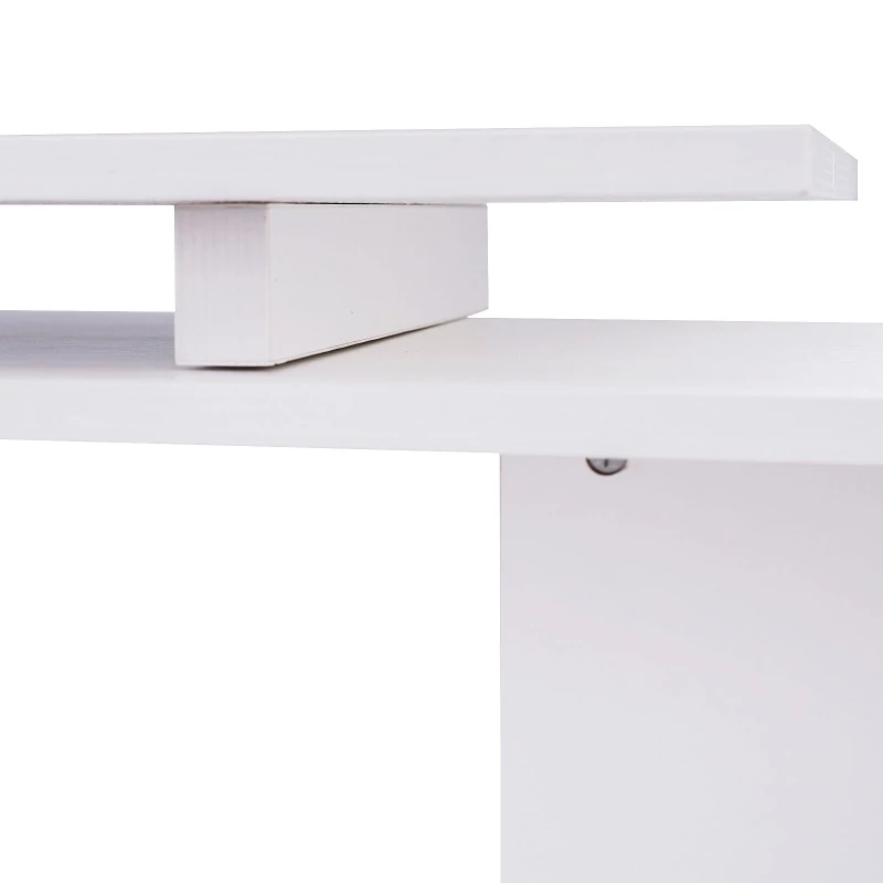 HOMCOM Secretária Mesa de Escritório Branco de Canto com Rotação 360° Multiformes 2 Prateleiras Estante Branca
