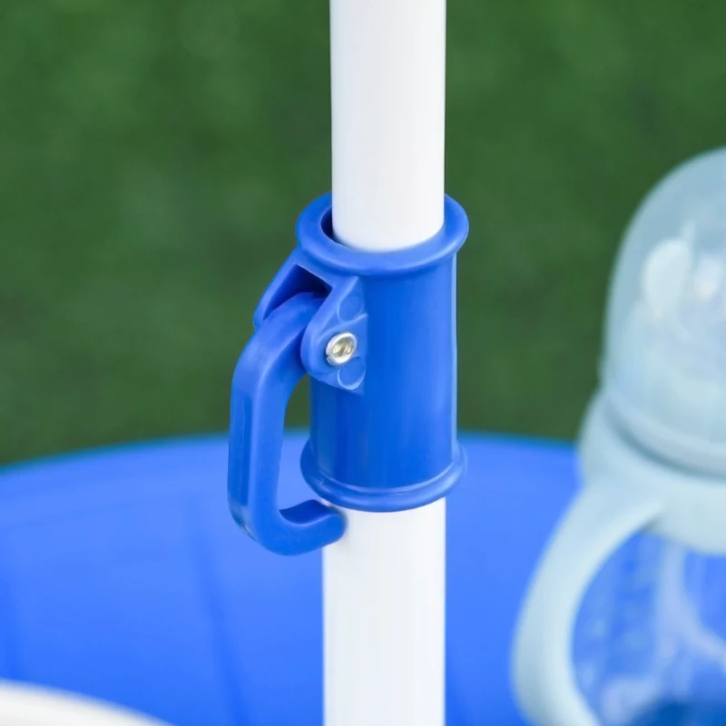 Outsunny Conjunto de Mesa e Cadeiras de Exterior Dobrável para Jardim com Chapéu de Sol Ajustável 100-125 cm e Proteção Solar Azul