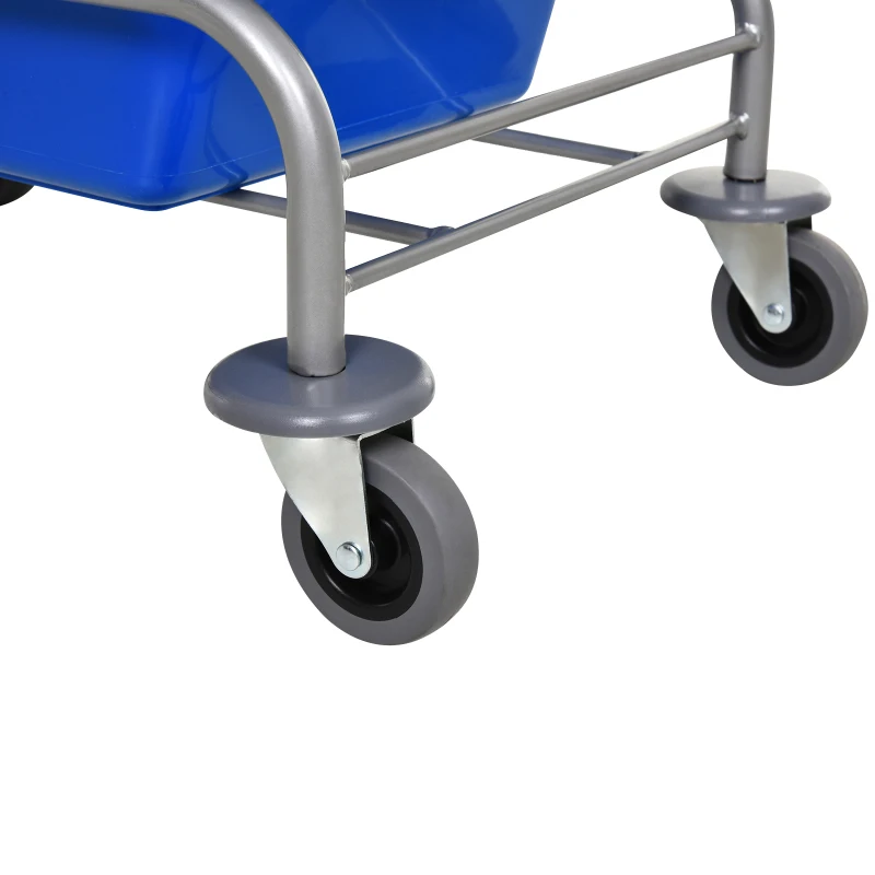 HOMCOM Carro de Limpeza Balde para Esfregona com Escorredor a Pressão Rodas e Cesto de Armazenamento Capacidade 26L 73x45x95 cm Azul