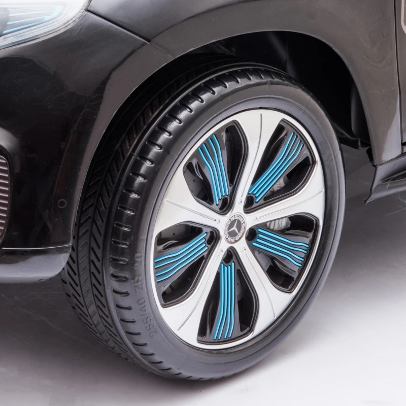 HOMCOM Carro de Polícia Elétrico para Crianças acima de 3 anos Mercedes EQC Bateria 12V com Controle Remoto Dupla Abertura 106x68x53 cm Preto