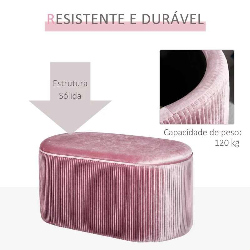 HOMCOM Banco com espaço de armazenamento com assento acolchoado carga máx. 120 kg 81x40x41 cm Rosa