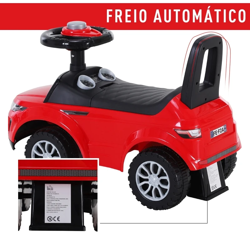 HOMCOM Carro andador para bebé sem Pedais com Alto-falante 60x38x42cm Vermelho