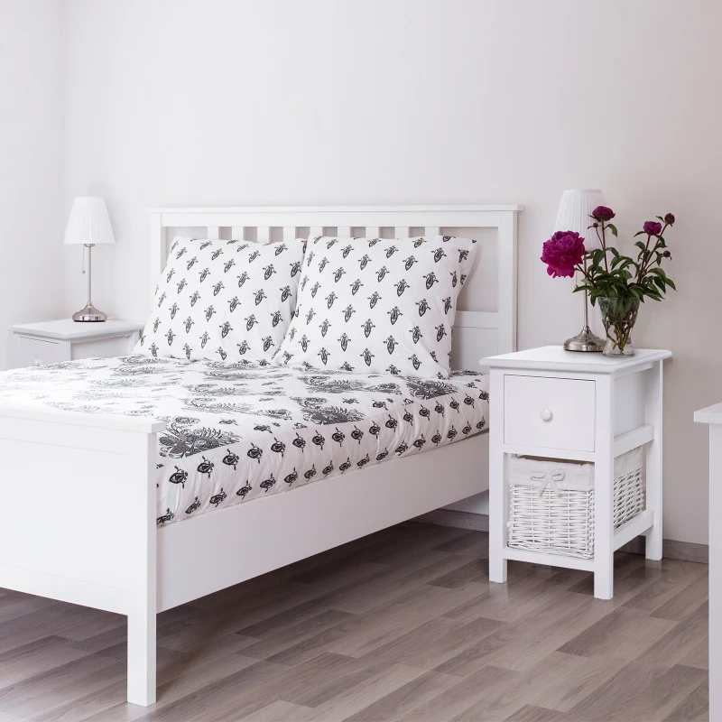 HOMCOM 2 mesas de cabeceira com 1 gaveta e 1 cesto 28x31x45cm Branco