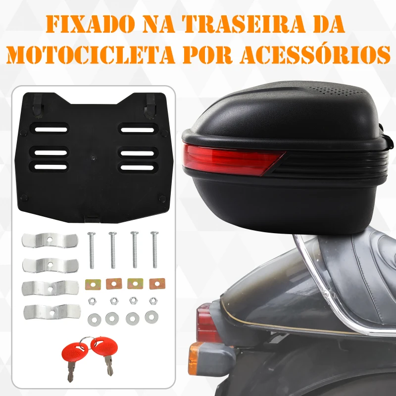 HOMCOM Mala para Motocicleta Mala para Mota Capacidade de 43L com Fechadura e 2 Chaves 55,5x41x27,5 cm Preto e Vermelho