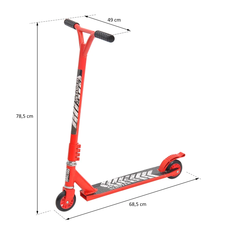 HomCom Trotinete de acrobacia para Crianças acima de 8 anos Giratório 360º carga 100kg 68,5x49x78,5 cm Vermelho