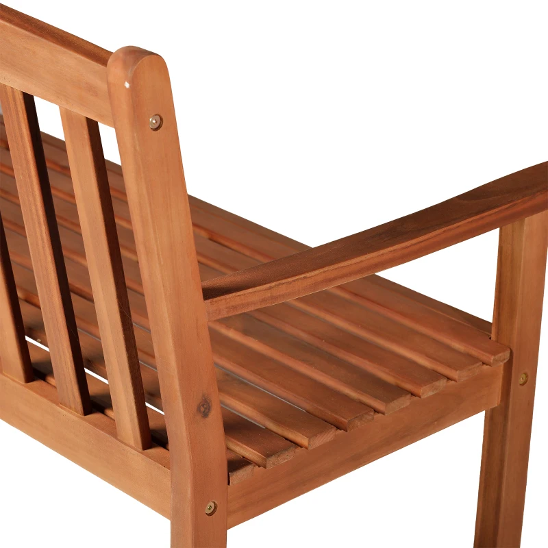 Outsunny Banco de Jardim de Madeira de Acácia Banco Clássico para Jardim com Desenho de Ripas para Exterior Varanda Pátio 145x66x89cm