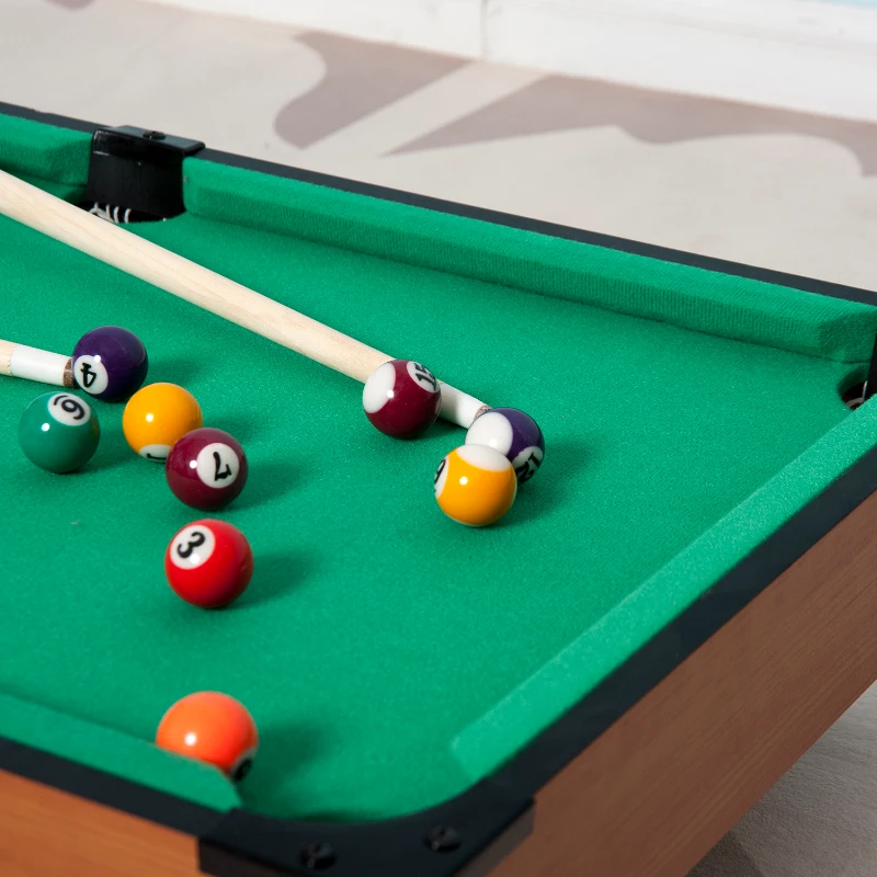 HomCom Mesa de Bilhar com Acessórios de Madeira para Crianças +3 Anos de idade e Adultos - 75x41,5x16,5 cm