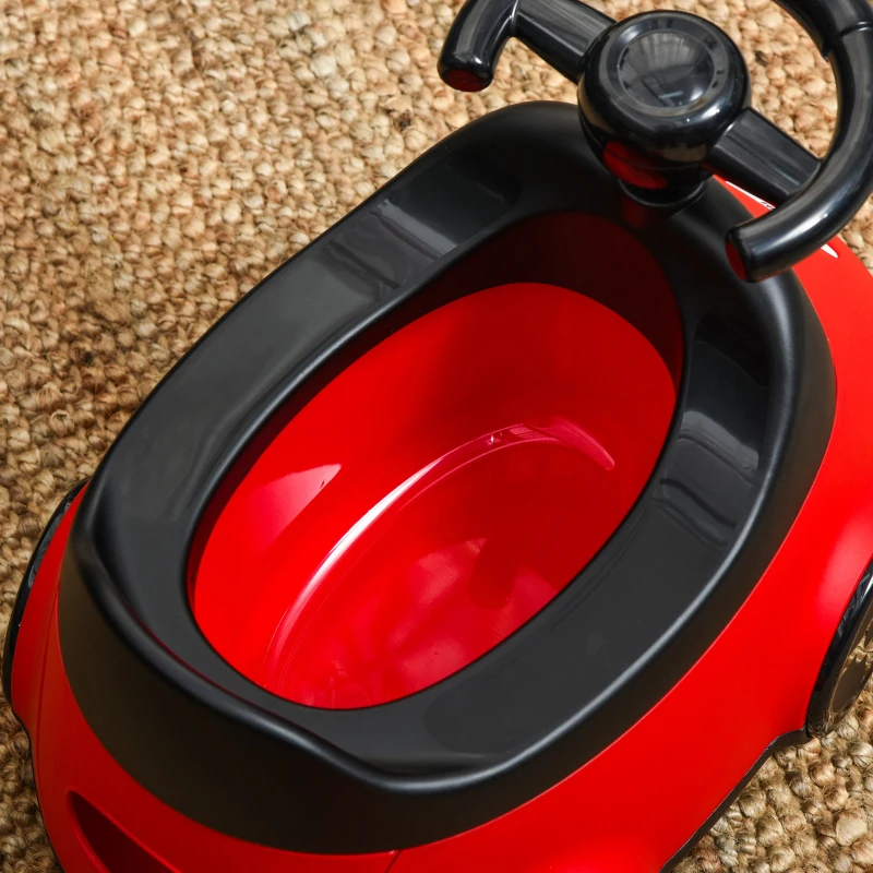 HOMCOM Bacio para Bebé de 6-36 Meses Bacio de Aprendizagem Treinamento Portátil em Forma de Carro com Tampa Volante Fácil de Limpar Carga 50kg 40x27,5x29,1cm Vermelho