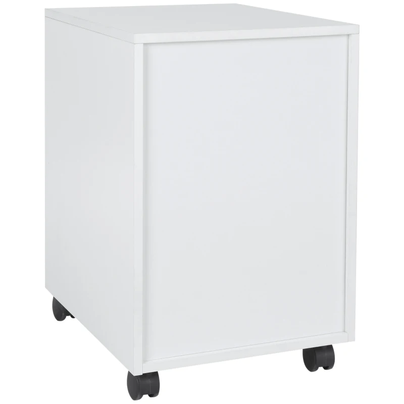 HOMCOM Bloco de Gavetas para Escritório Móvel de Escritório Bloco de Gavetas com 3 Gavetas e 4 Rodas 40x50x57,5 cm Branco