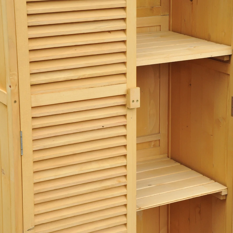 Outsunny Armário para Utensílios de Jardinagem com Persiana Madeira 87 x 46,5 x 160 cm