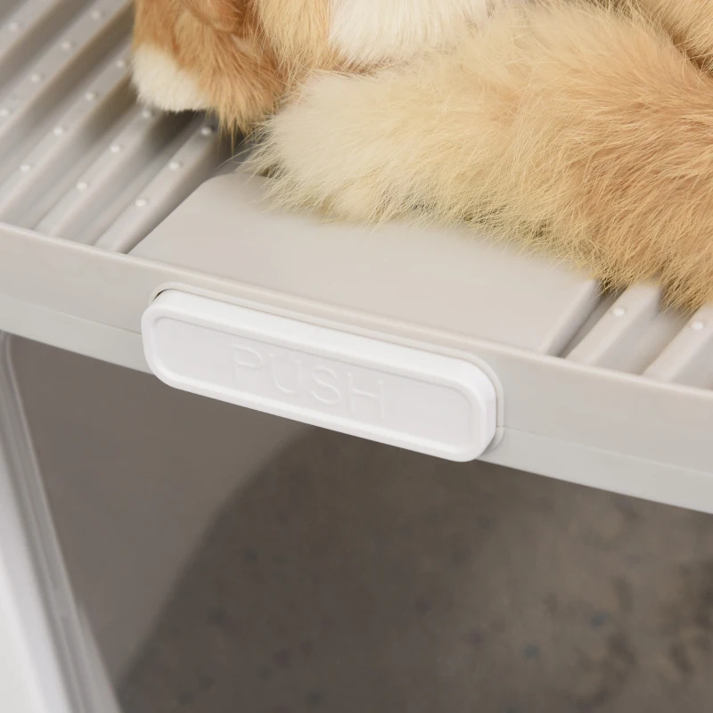 PawHut Caixa de areia para gatos com porta dupla Caixa desodorizante de carvão ativado Pá Equipada Amplo espaço 55,5x44,5x38,3 cm cinza branco