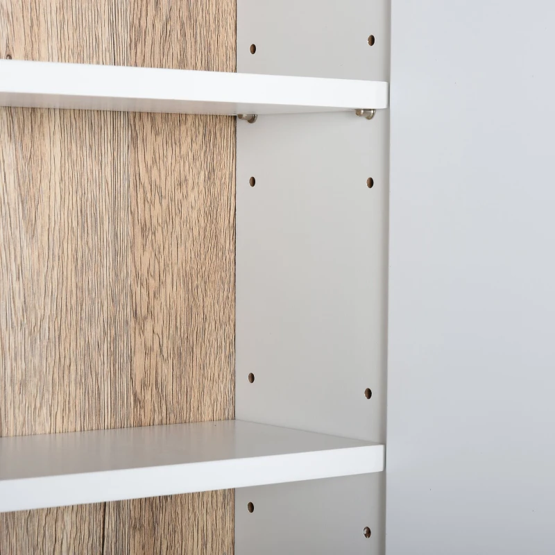 HOMCOM Armário de Espelho com Espaço Interno com Prateleiras Ajustáveis Armário de Banheiro com Prateleiras Abertas 60x14,5x49,4 cm Branco e Carvalho