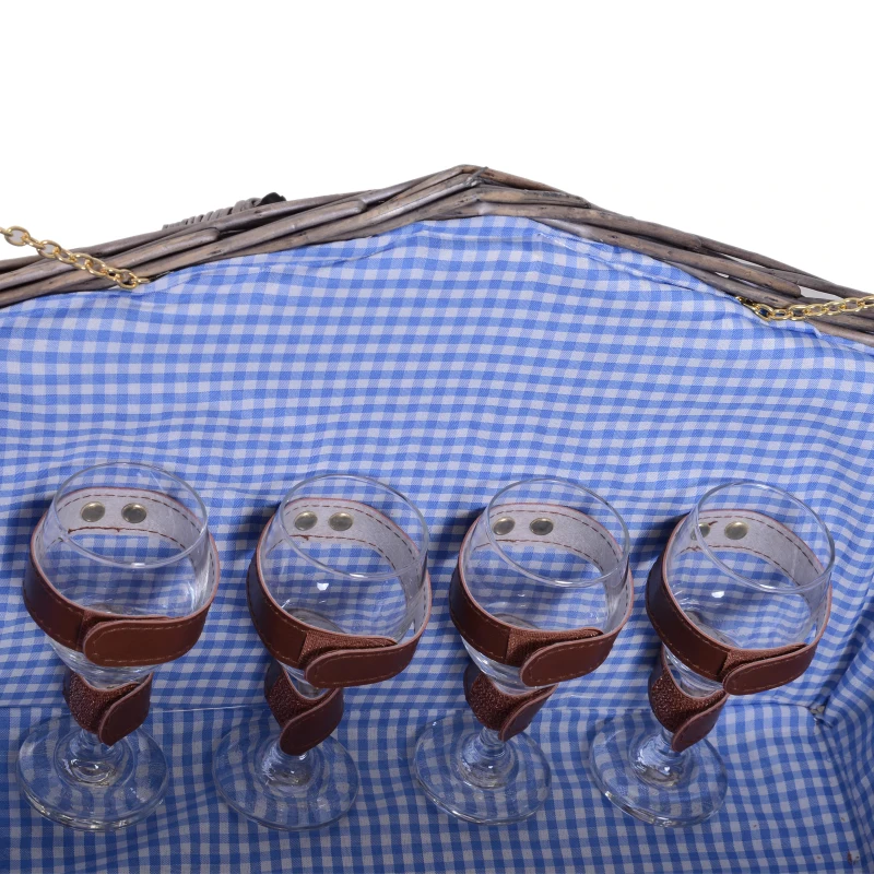 Outsunny Cesta de piquenique  para 4 pessoas  inclui acessórios 46x32x27cm