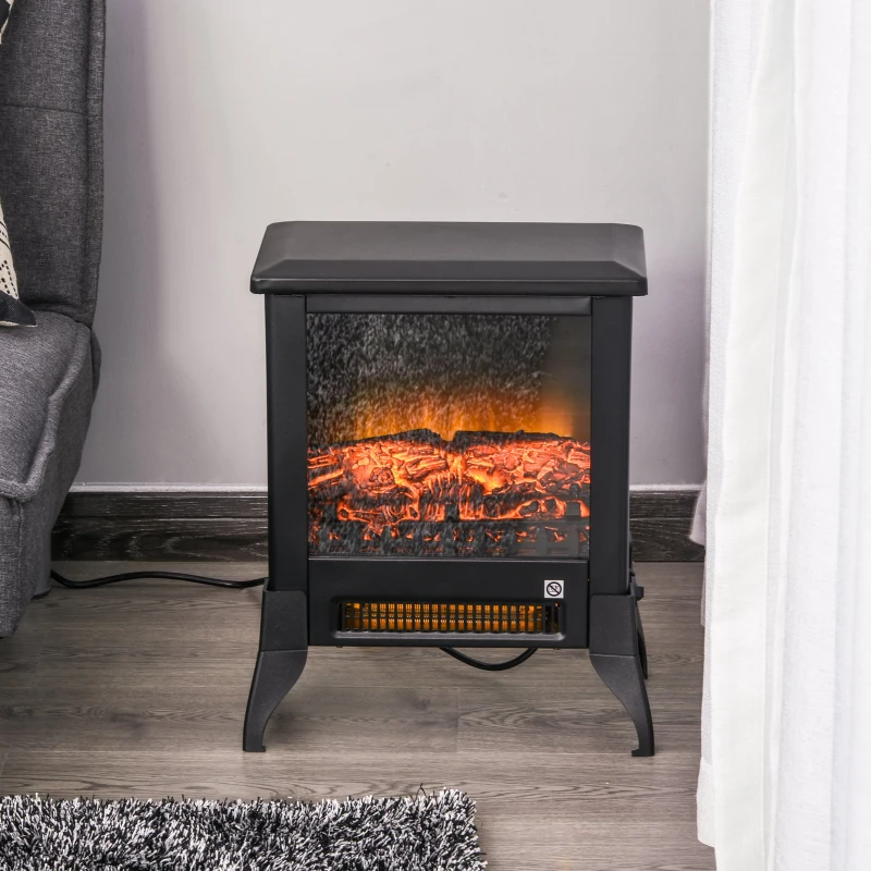 HOMCOM Lareira elétrica com chama realística 1800W preto