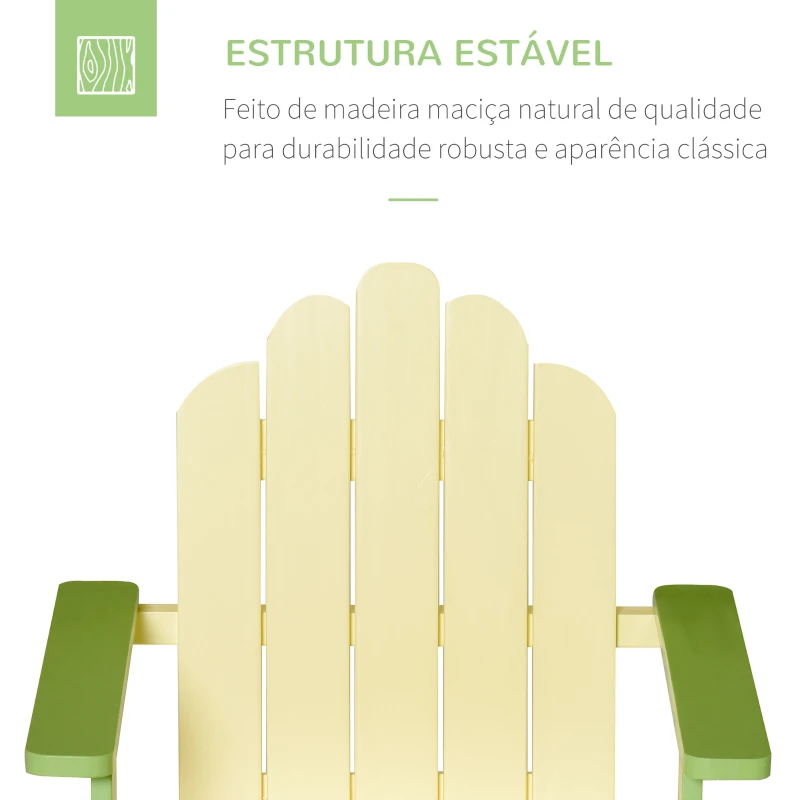 Outsunny Cadeira de jardim para crianças acima de 1 ano de madeira maciça para Varanda Carga máx. 40 kg 51x50x52,5 cm Amarelo