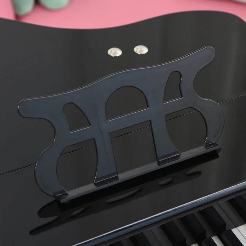 HOMCOM Piano de Cauda Infantil com 30 Teclas Banco Suporte de Partituras Piano para Crianças de MDF Instrumento Musical Educativo 52x50x49cm Preto