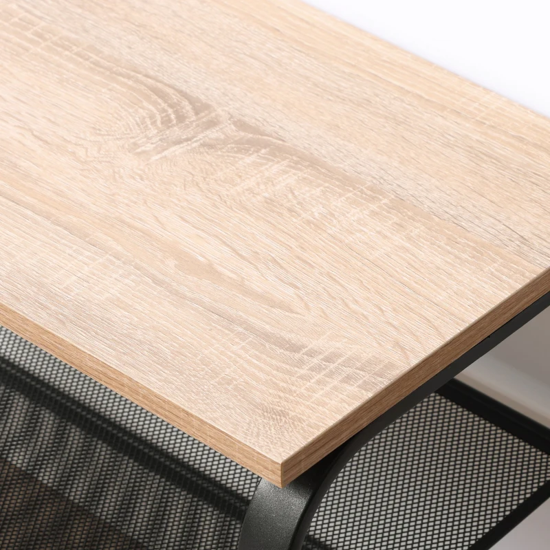 HOMCOM Sapateira Multiúso para 6-9 Pares de Sapatos Móvel com Estrutura Metálica para Entrada Corredor 66x30x47,5cm Carvalho e Preto