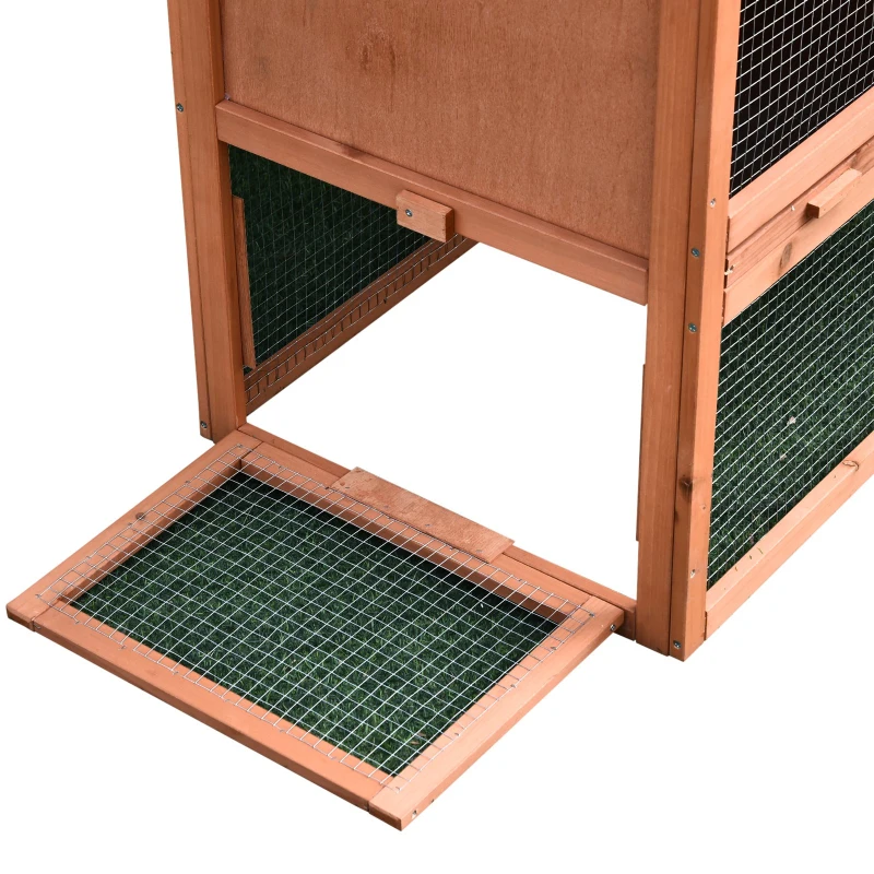 PawHut Casa para Coelhos de Madeira Coelheira para Exterior Teto de Tela de Asfáltica 144x64,5x100 cm Madeira