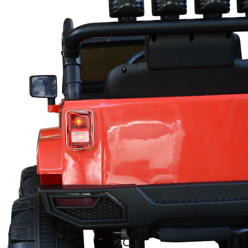 HOMCOM Carro Elétrico Jeep com Controlo Remoto MP3 Luzes e Sons Abertura da Porta Bateria 12V Carga Máxima 30kg 128x78x76cm vermelho