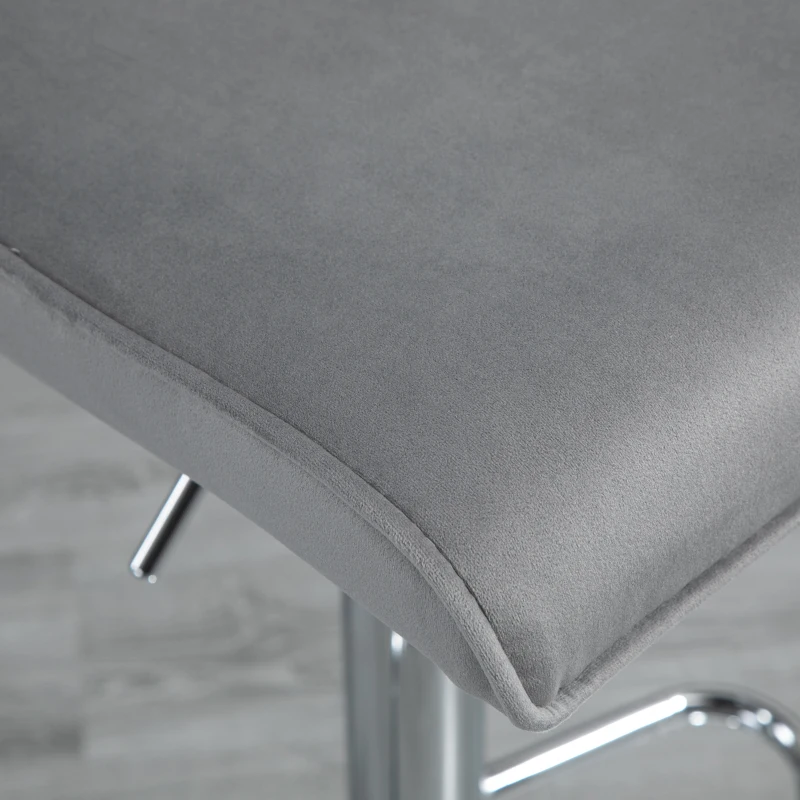 HOMCOM Conjunto de 2 Bancos de Bar Cadeiras Altas com Altura Ajustável e Giratórios com Estrutura de Metal e Apoio para os Pés 41x51x97-117cm Cinza