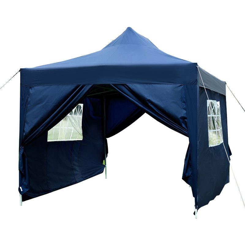 Outsunny Tenda para Festas 3x3m Tenda com Paredes Removíveis e Janelas Porta com Zíper Inclui Bolsa de Transporte para Jardim Exterior Azul