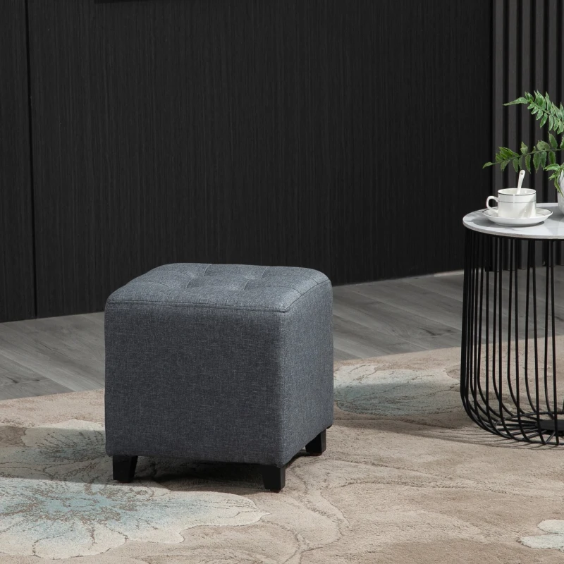 HOMCOM Banco Otomano Baixo Acolchoado Apoio para os pés com Pernas de Madeira Maciça  35x35x35 cm Cinza