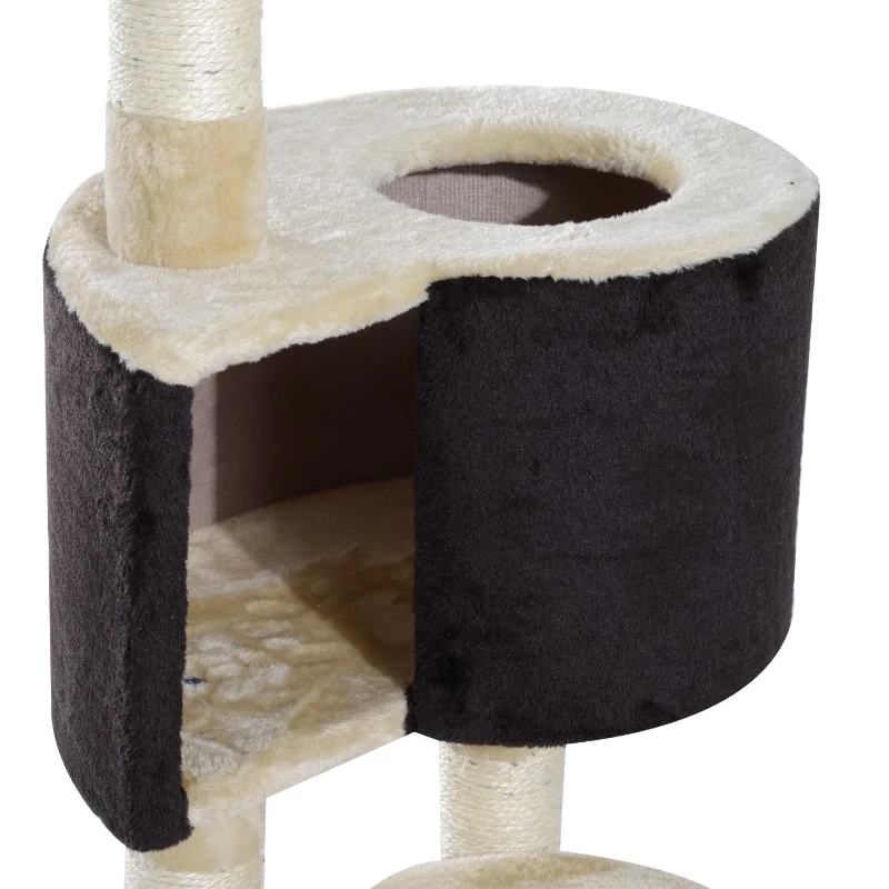 PawHut Arranhador Gato Creme e Preto Peluche 50 x 40 x 98 cm
