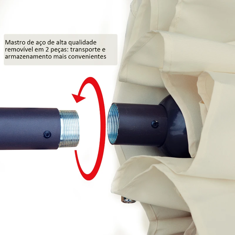 Outsunny Chapéu de Sol Duplo para Jardim 4,6x2,7x2,4m Chapéu de Sol Anti UV com Manivela para Exterior Bege