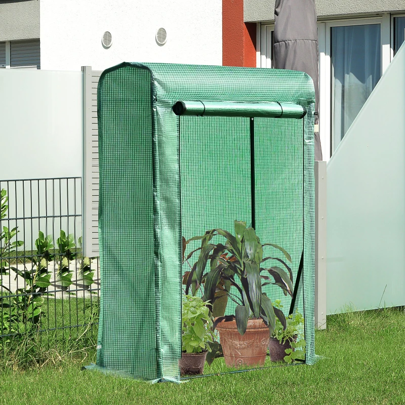 Outsunny Estufa de jardim Terraço Aço e tubo de PE Verde 100x50x150cm