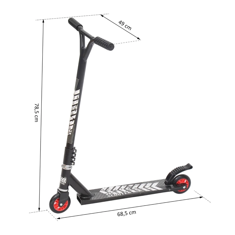 HOMCOM Trotinete de acrobacia para Crianças acima de 8 anos Giratório 360º carga 100kg 68,5x49x78,5 cm Preto