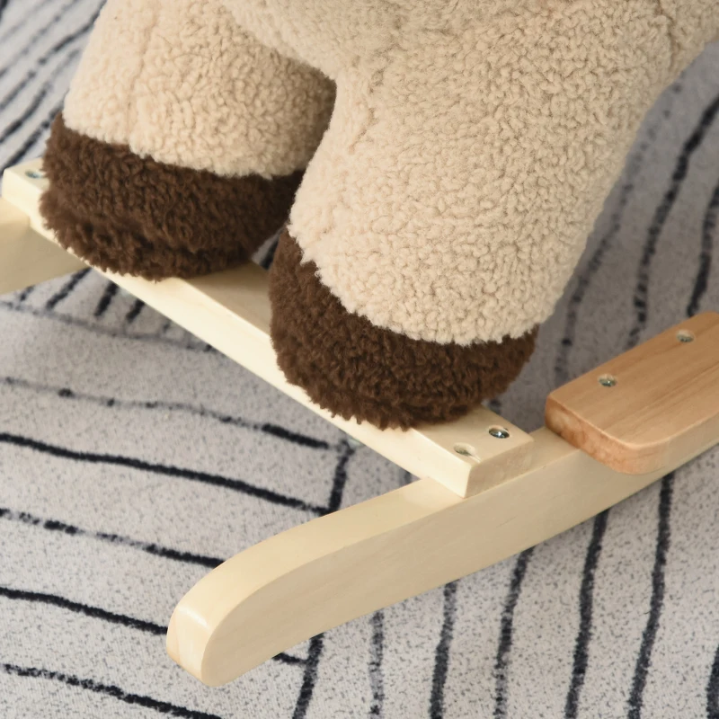 HOMCOM Baloiço Infantil em Forma de Leão de Pelúcia para Bebés 18-39 Meses com Som Cinto de Segurança Guidão Apoio para os Pés 68x35x50cm Marrom