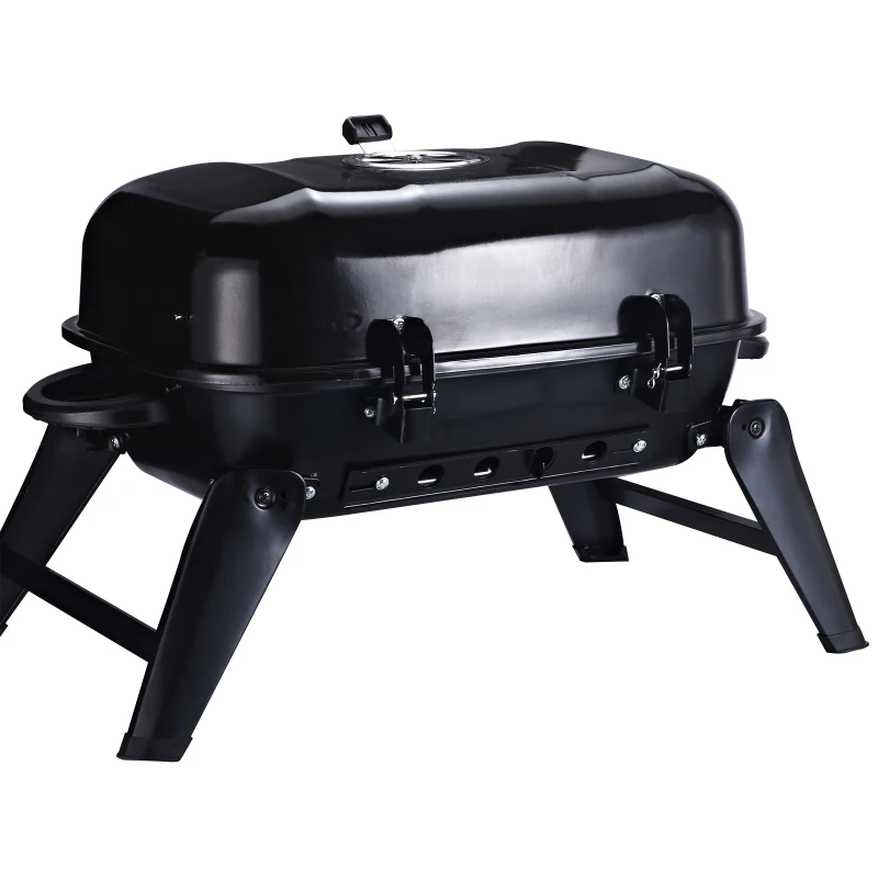 Outsunny Barbecue a Carvão Portátil Barbecue a Carvão de Mesa Compacta para Jardim Exterior Campismo 59x43x39 cm Preto