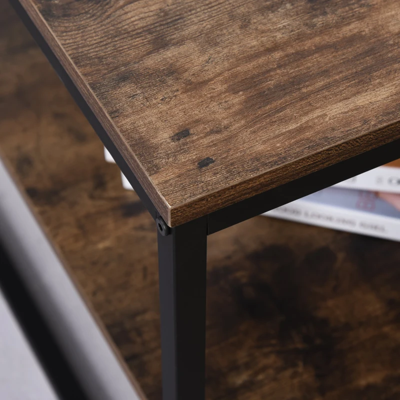 HOMCOM Mesa de Centro Industrial Mesa de Café Desenho Retrô com Prateleira Inferior Base de Metal 100x60x50cm Madeira