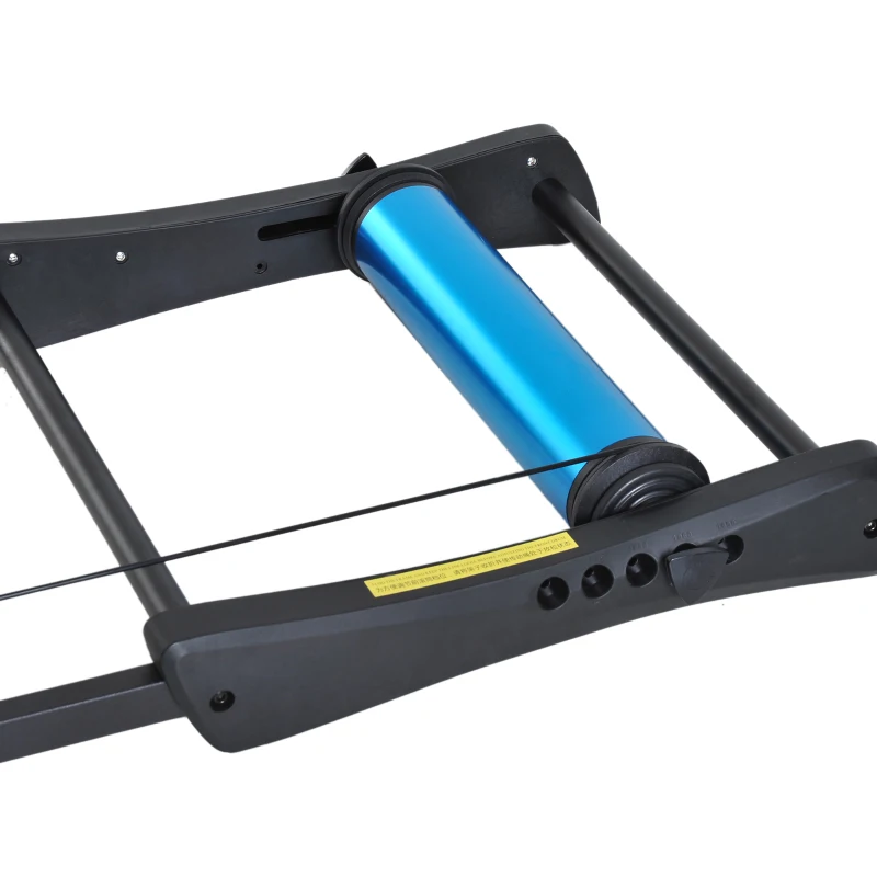 HOMCOM Rolo Treino para Bicicleta Dobrável Aparelho de Treino para Bicicleta no Interior Resistência Ajustável Moldura de Aço Carga 145x56x10.5cm