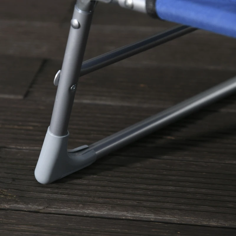 Outsunny Espreguiçadeira de Jardim Reclinável e Dobrável com Orifício de Leitura Apoio para Cabeça e Encosto Ajustável em 4 Níveis para Praia 182x56x24,5 cm Azul