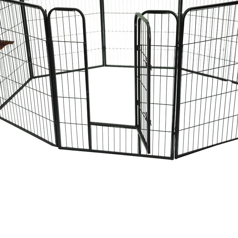 PawHut Parque para Animais de Estimação dobrável com 8 Cercas Porta e Trava Dupla  80x100 cm Preto
