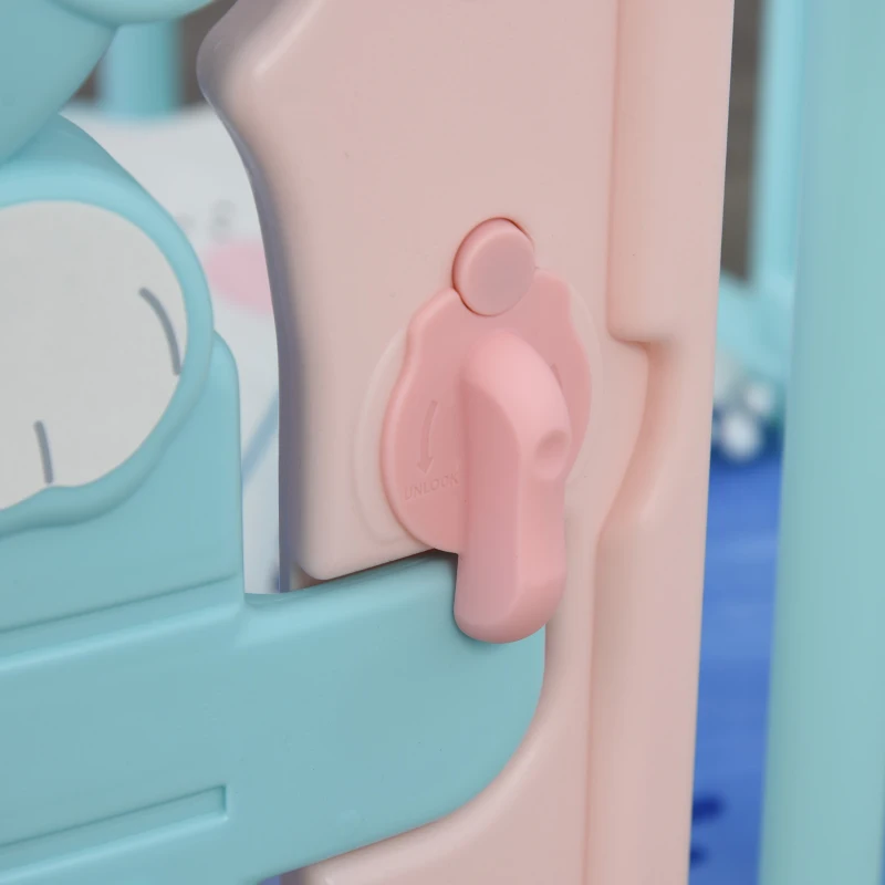 HOMCOM Parque infantil redondo  para bebês Berço com Tapete  Altura 65,5 cm rosa e azul