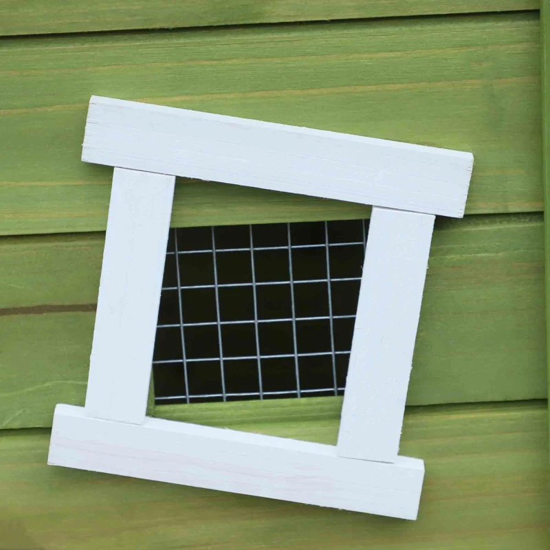 PawHut Coelheira de madeira Galpão Externo com Bandeja Removível e Telhado Asfáltico 156x65x65 cm Verde e Branco