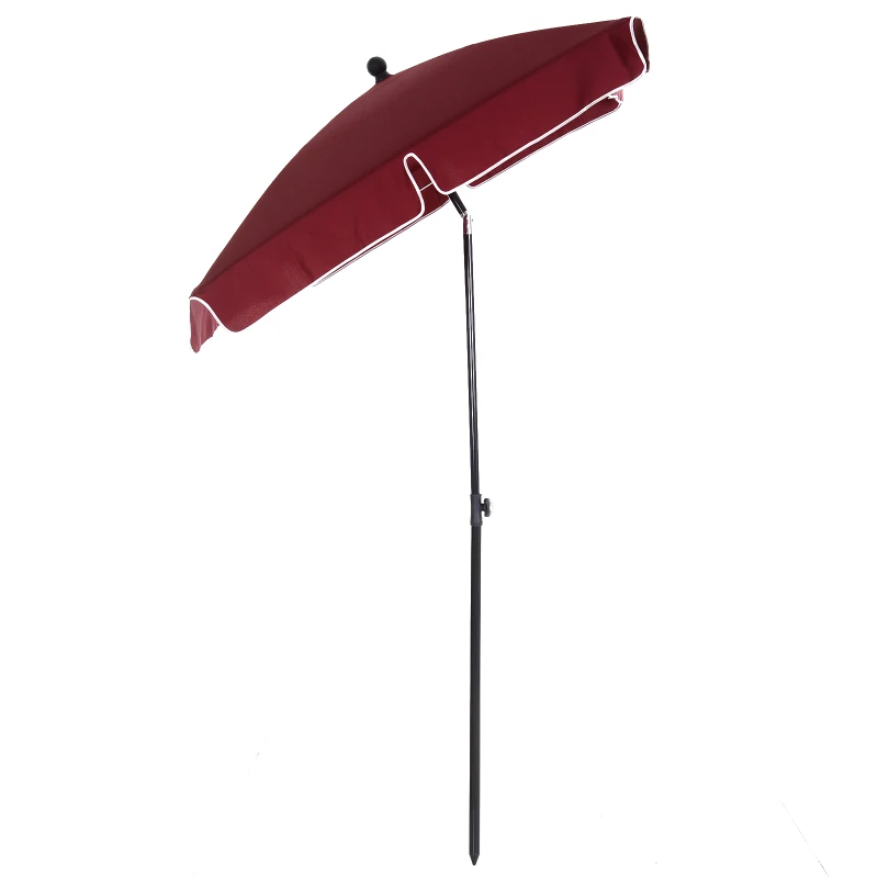 Outsunny Chapéu de Sol Retangular de Jardim 198x130x240cm Chapéu de Sol de Alumínio com Função de Inclinação para Terraço Pátio Exterior Vinho