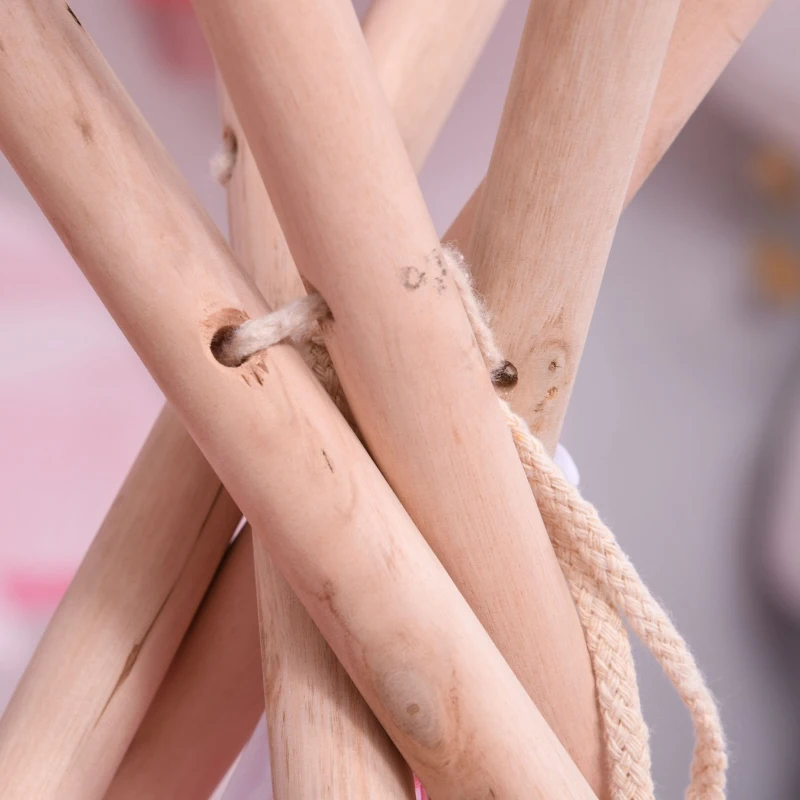 HOMCOM Tenda Infantil tipi estilo indiano com janela para cobrir o piso e 2 almofadas Bolsa de transporte 200x200x170 cm Rosa