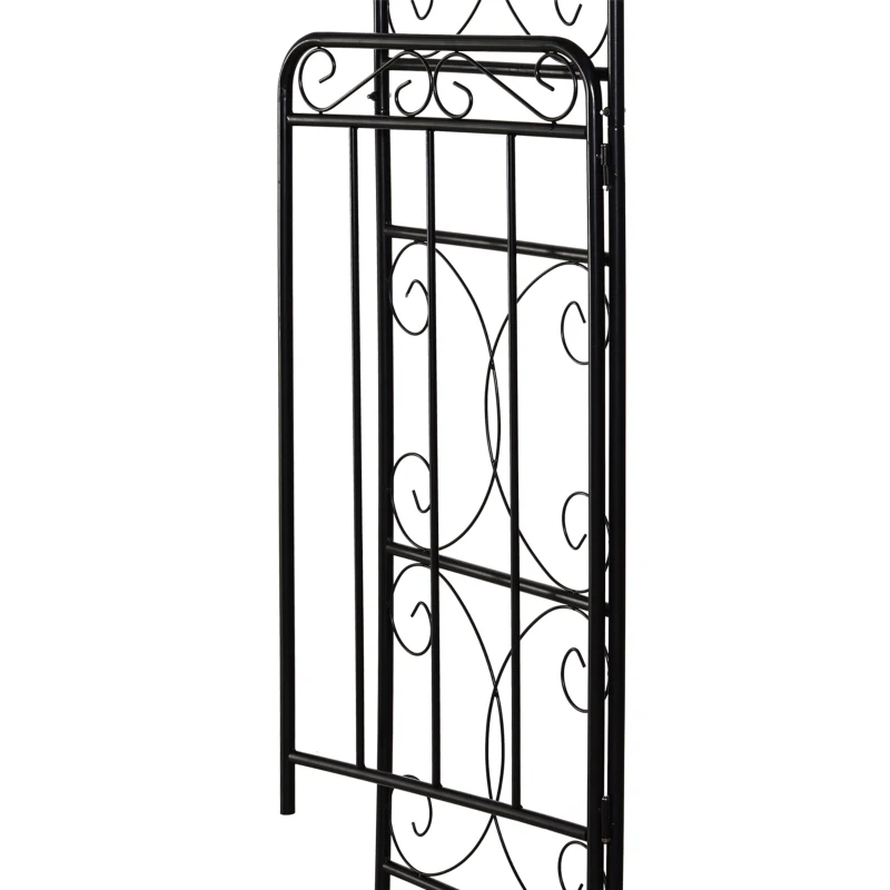 Outsunny Arco de jardim com porta dupla treliça metálica com fechadura para plantas trepadeiras Pátio 108x45x215 cm  cor preto fosco