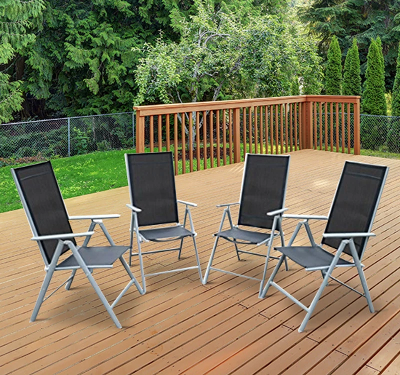 Outsunny Conjunto de 4 Cadeiras Dobráveis de Jardim de Alumínio para Varanda ou Jardim