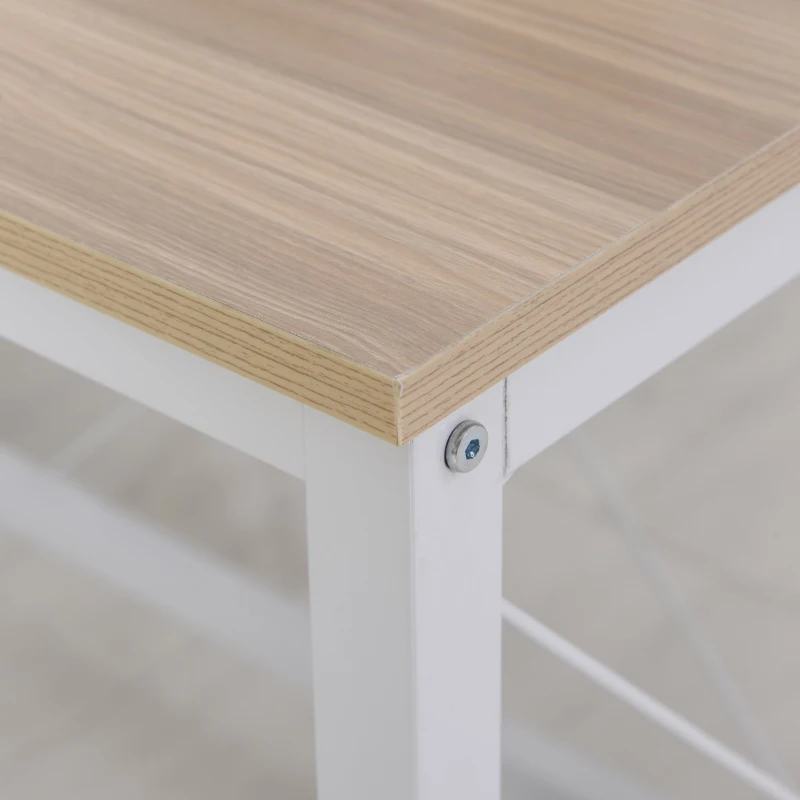 HOMCOM Secretária de Escritório em Forma de L Secretária com Suporte para CPU e Estrutura de Reforço em Forma de X 150x150x76cm Madeira e Branco